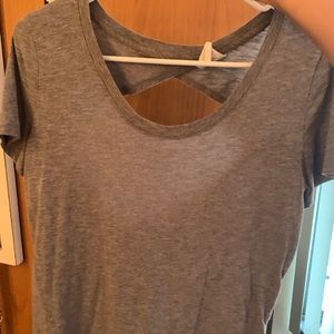 Simple gray tee with cutout in back
